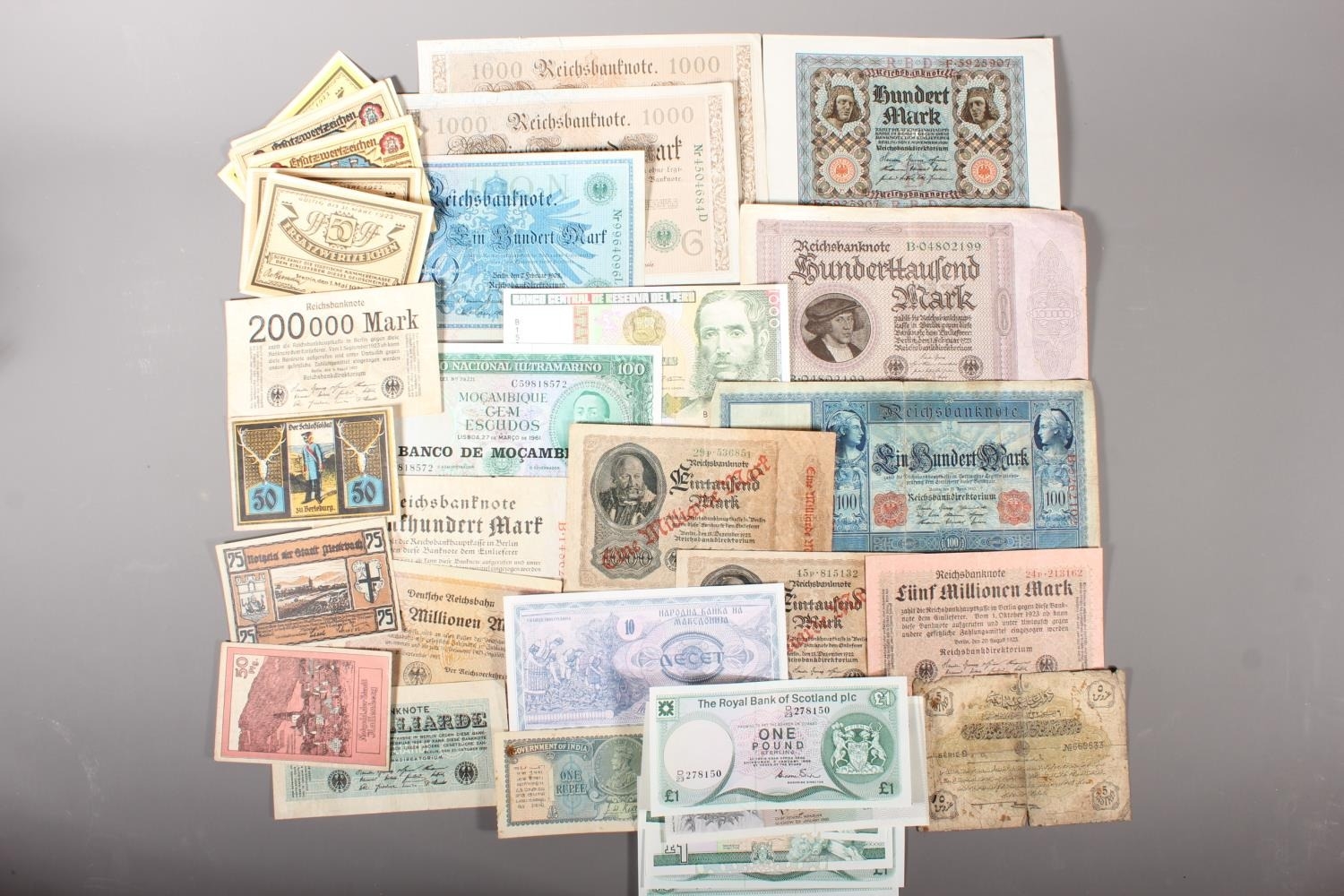 German banknotes to include 100 mark banknote 21st April 1910, 100,000 ...