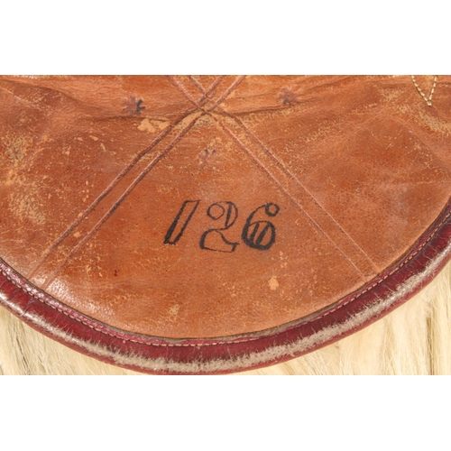 1711 - Scottish military style horse hair sporran having six black tassels, white metal and black leather c... 