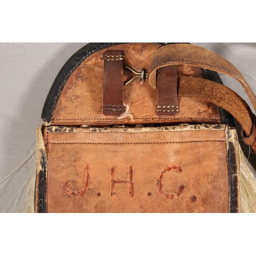 1712 - Scottish military style horse hair sporran having five black tassels, black leather cantle with St A... 