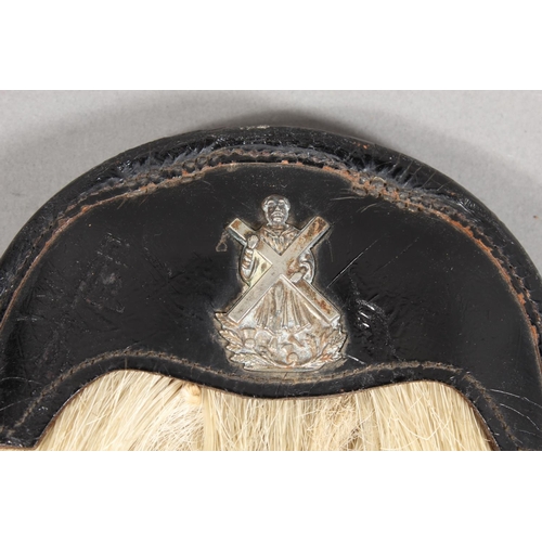 1713 - Scottish military style horse hair sporran having five black tassels, black leather cantle with St A... 