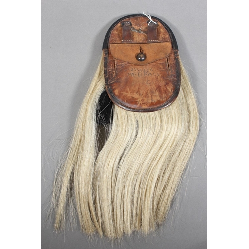 1713 - Scottish military style horse hair sporran having five black tassels, black leather cantle with St A... 