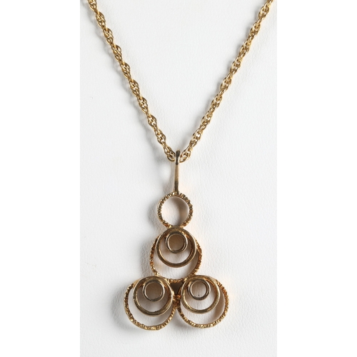 57 - 9ct gold pendant on 9ct gold chain, gross weight 7g.