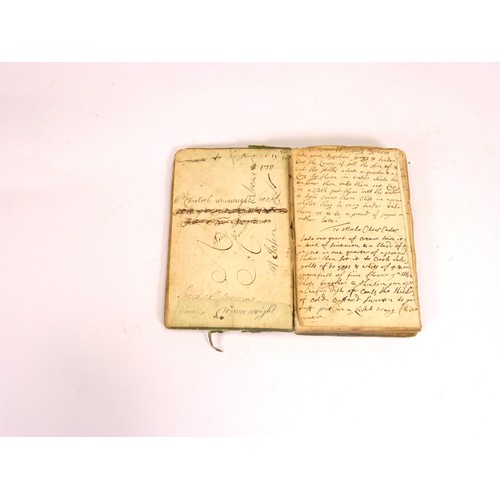 100 - WAINWRIGHT ELIZABETH.  Early 18th century manuscript recipe book.  A Queen Anne period 8vo volume cl... 