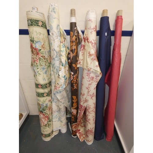 100 - Six rolls of cotton and other fabric to include rolls designed by A.Ramm, Jonelle etc.&nbsp;