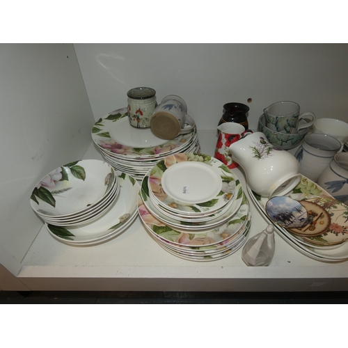 103 - Portmeirion botanical bowl, blue and white tureen with cover, wall clock, ornaments, tea and dinnerw... 