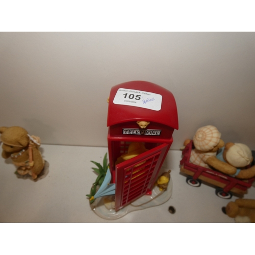 104 - Shelf lot of assorted Cherished Teddies, some boxed.