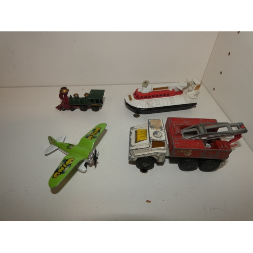 111 - Box of vintage playworn die cast model cars and vehicles to include Meccano and Corgi, four volumes ... 