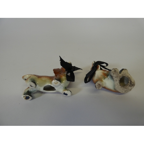 135 - Group of graduated Dachshund figures, and another in glass. (5)