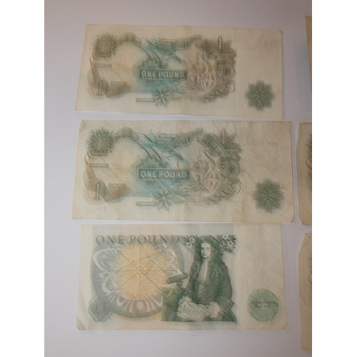 144 - Group of vintage Bank of England banknotes, mainly &pound;1 notes and ten shillings note, and French... 