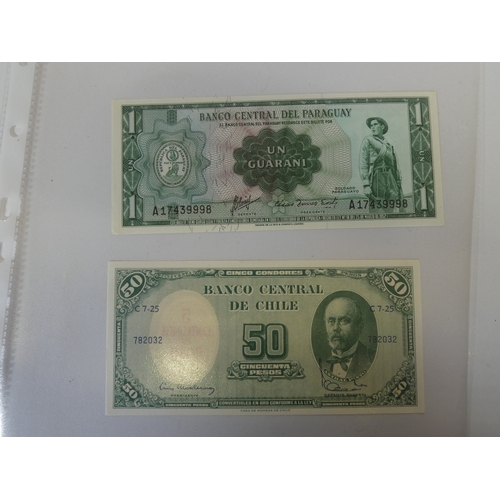 145 - Collection of world banknotes to include Japan, Indonesia, Paraguay, Chile and Bulgaria.