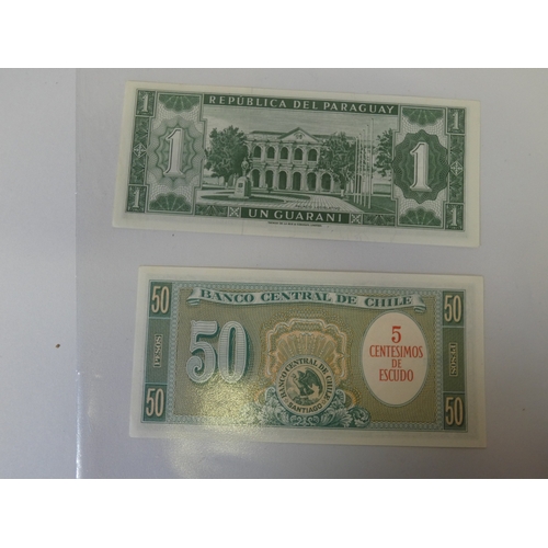 145 - Collection of world banknotes to include Japan, Indonesia, Paraguay, Chile and Bulgaria.