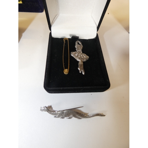 158 - Two boxes of costume jewellery and curios to include Parker and Papermate pens, boxed earrings, broo... 