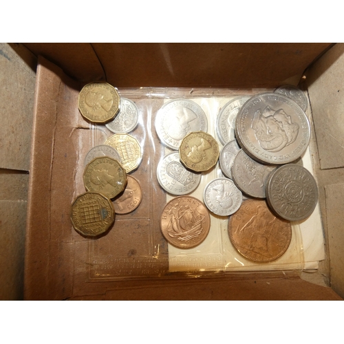 160 - Box of stamps and coinage to include pre and post decimal British and Foreign coins, 1987 United Kin... 