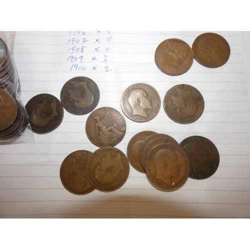 165 - Collection of Edward VII copper pennies 1902-1910.