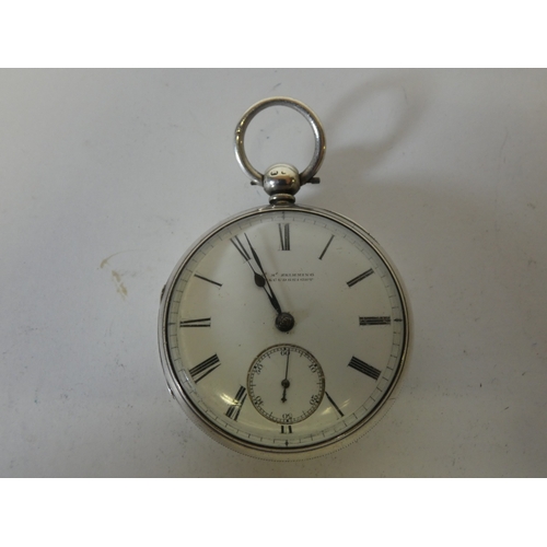176 - Late Victorian 925 silver cased open face fusee keywind pocket watch, named to the dial for Jas McSk... 