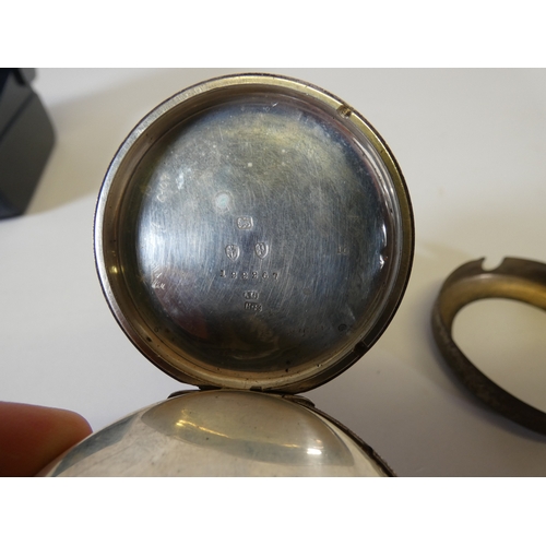 179 - Victorian silver cased pocket watch in outer case and another Victorian silver cased pocket watch (f... 