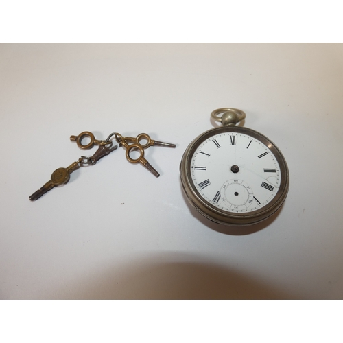 179 - Victorian silver cased pocket watch in outer case and another Victorian silver cased pocket watch (f... 