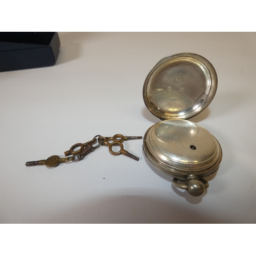 179 - Victorian silver cased pocket watch in outer case and another Victorian silver cased pocket watch (f... 
