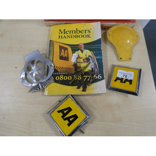 72 - Group of AA car mascots and children's annuals circa 1960s.