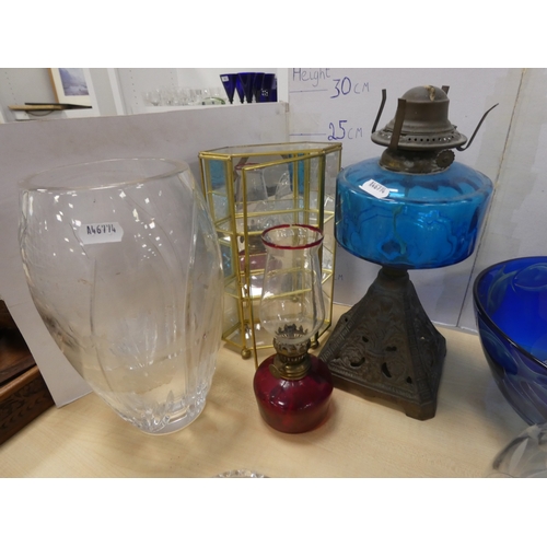 76 - Group of art glass to include a blue glass fish decorated bowl, vase, paperweights to include Selkir... 