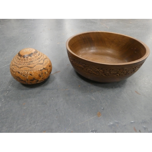 77 - Chess board with African tribal themed pieces, tray and boomerang etc.