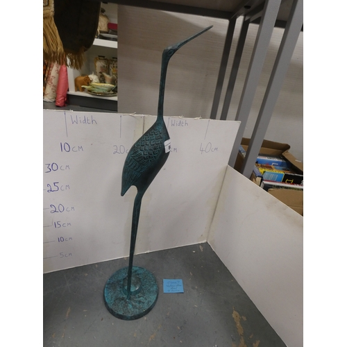 80 - Two large Indian painted metal figures of cranes.