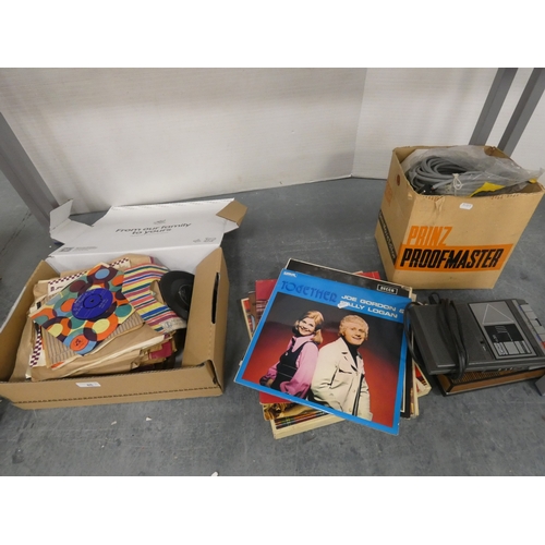 86 - Group of easy listening vinyl top include 45s and LPs, Prinz Proofmaster 8mm movie editor in box and... 