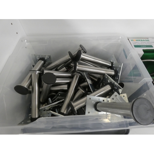 89 - Shelf lot of modern bathroom fittings to include shaving mirror, towel ring and holders etc.