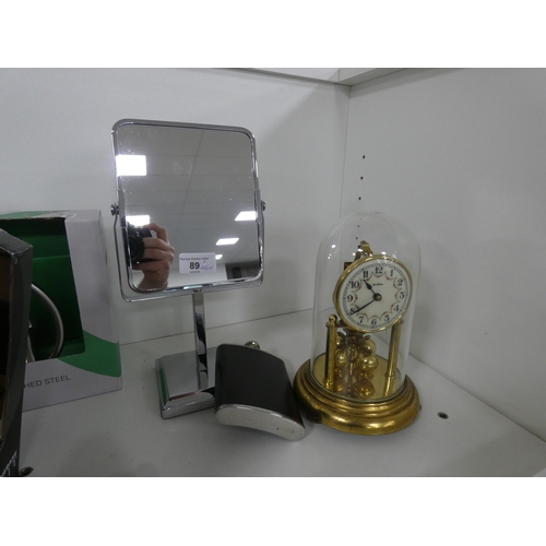 89 - Shelf lot of modern bathroom fittings to include shaving mirror, towel ring and holders etc.