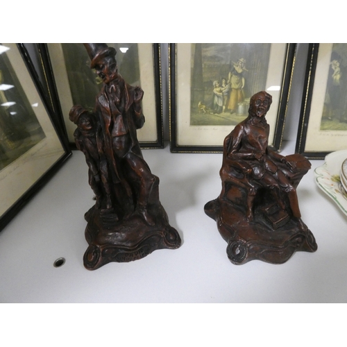 91 - Group of Cries of London prints, bone china plates depicting 17th century portraits, resin group of ... 