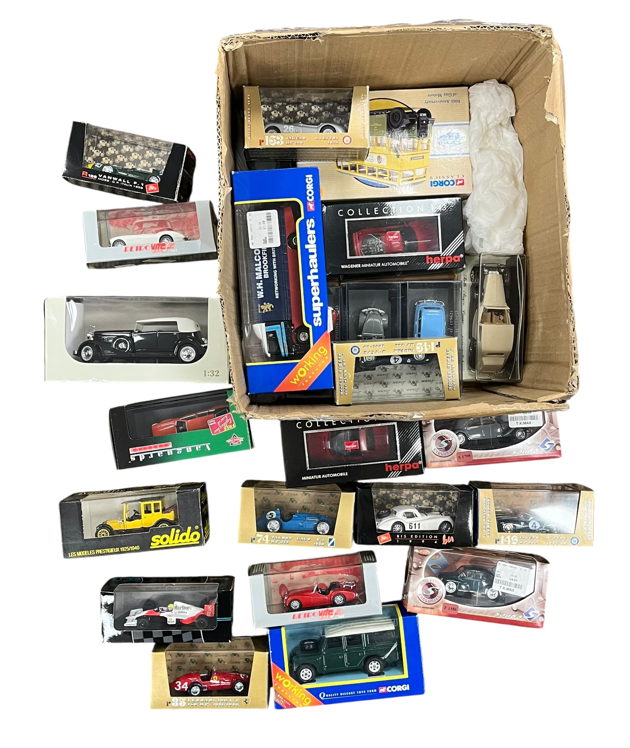 Collection of boxed die cast model cars to include Corgi, Vanguard ...