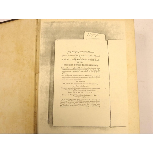 15 - HEDERICH BENJAMIN.&nbsp;&nbsp;Lexicon Manuale Graecum. Title in red & black (marginal repairs). ... 