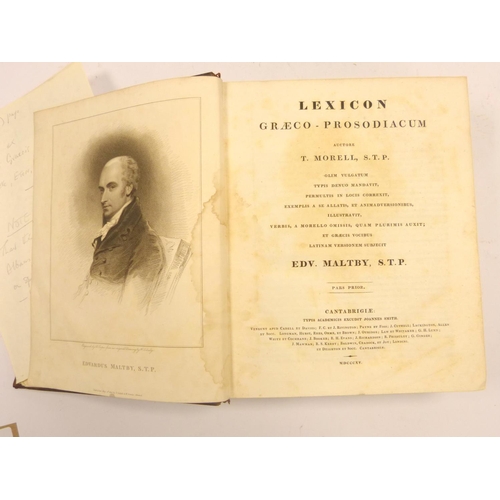 15 - HEDERICH BENJAMIN.&nbsp;&nbsp;Lexicon Manuale Graecum. Title in red & black (marginal repairs). ... 