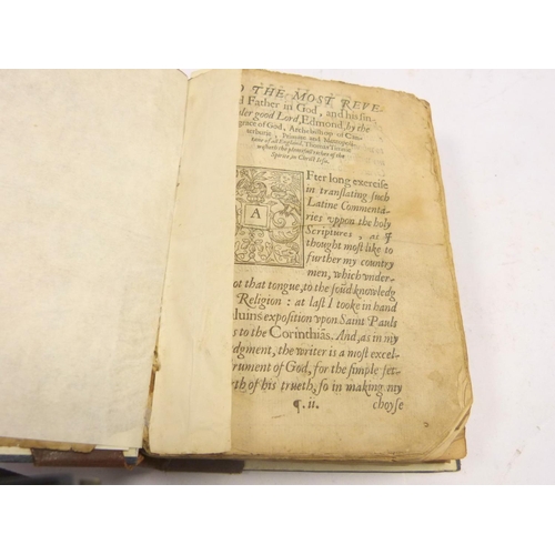 19 - CALVIN JOHN.  A Commentarie Upon S. Paules Epistles to the Corinthians ... Translated out of Latine ... 