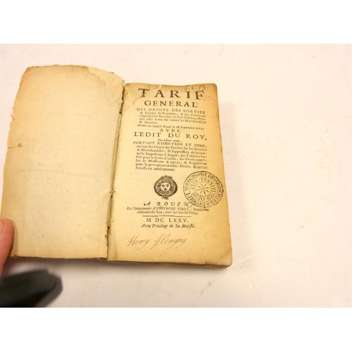 20 - VIRET EUSTACHE (Prntr).  Tarif General des Droits, des Sorties & Entrées du Royaume ... Avec L'E... 
