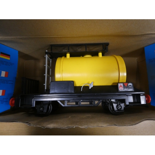 10 - Three boxed model carriages by Playmobil to include Shell tanker no 4107 and no 4104.