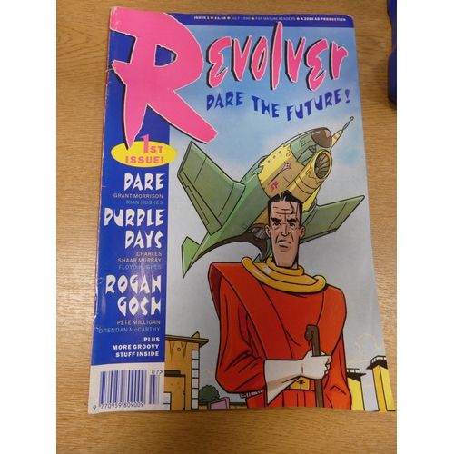 11 - Box of assorted comics to include Judge Dredd, Crisis, Revolver etc.