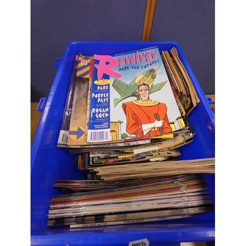 11 - Box of assorted comics to include Judge Dredd, Crisis, Revolver etc.