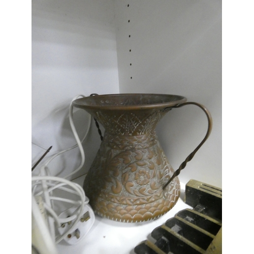 112 - China, sundries, glass to include an Aynsley vase, dressing table items, fire grate, Hornsea storage... 