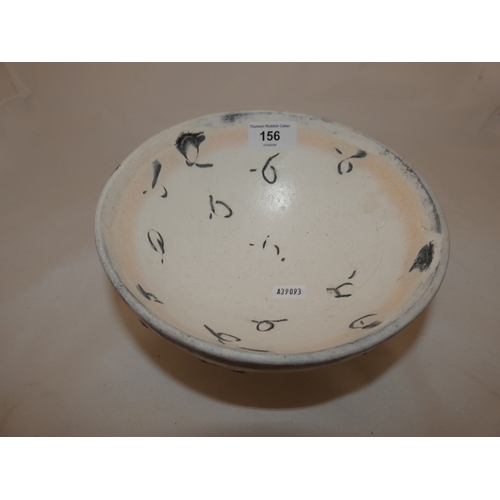 156 - Jane Perryman studio pottery bowl and a related gallery booklet.