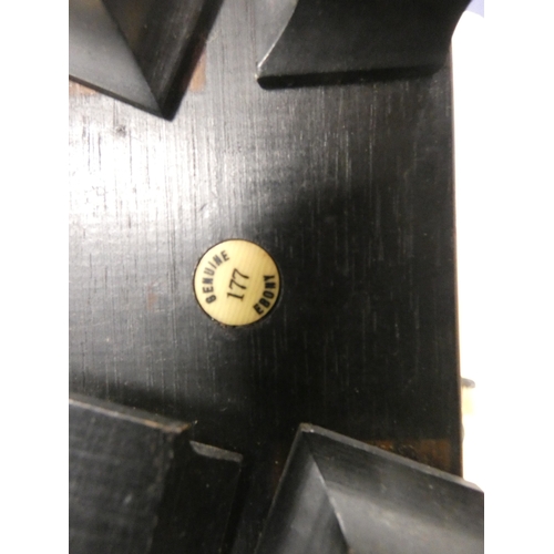 22 - Group of ebonised dressing items to include tray, mirror, box etc.