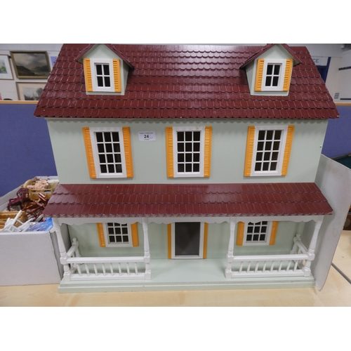 24 - Dolls house and a quantity of dolls furniture.