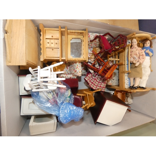 24 - Dolls house and a quantity of dolls furniture.
