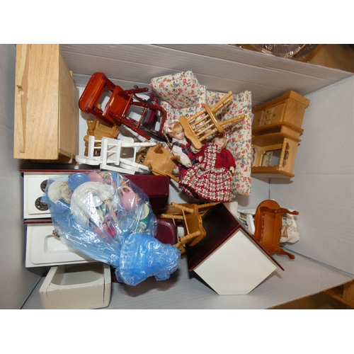 24 - Dolls house and a quantity of dolls furniture.