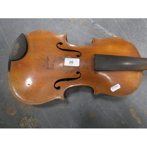 26 - Antique two piece violin.