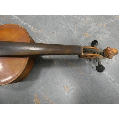 26 - Antique two piece violin.