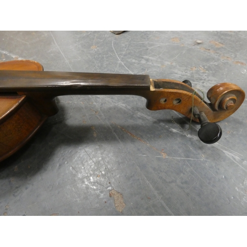 26 - Antique two piece violin.