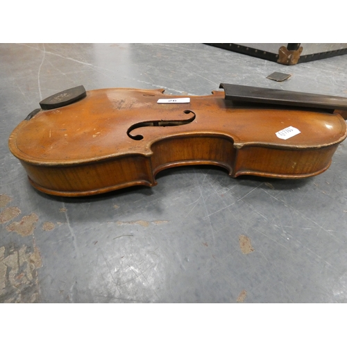 26 - Antique two piece violin.