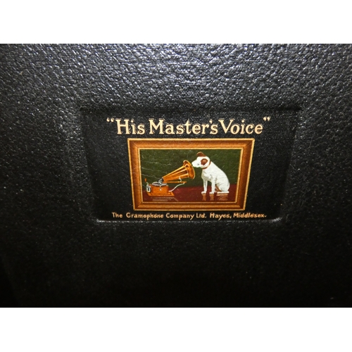 39 - HMV gramophone with a quantity of gramophone records.