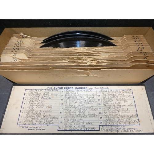 39 - HMV gramophone with a quantity of gramophone records.